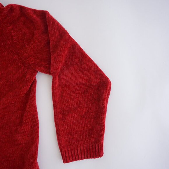 Vintage Alfred Dunner Red Floral Embroidered Chenille Knit Sweater Grandmacore L - Picture 4 of 9